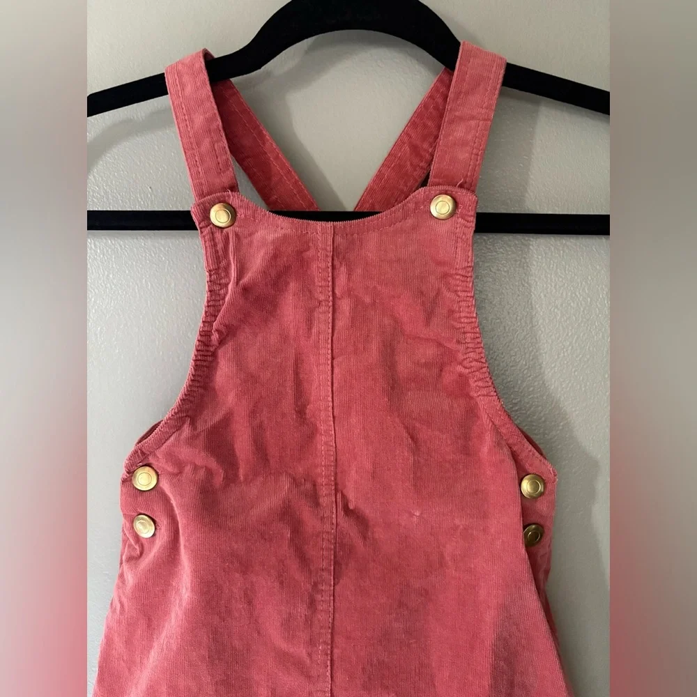 Pink Girls Tahari Corduroy Overalls with Gold Buttons - Picture 2 of 5